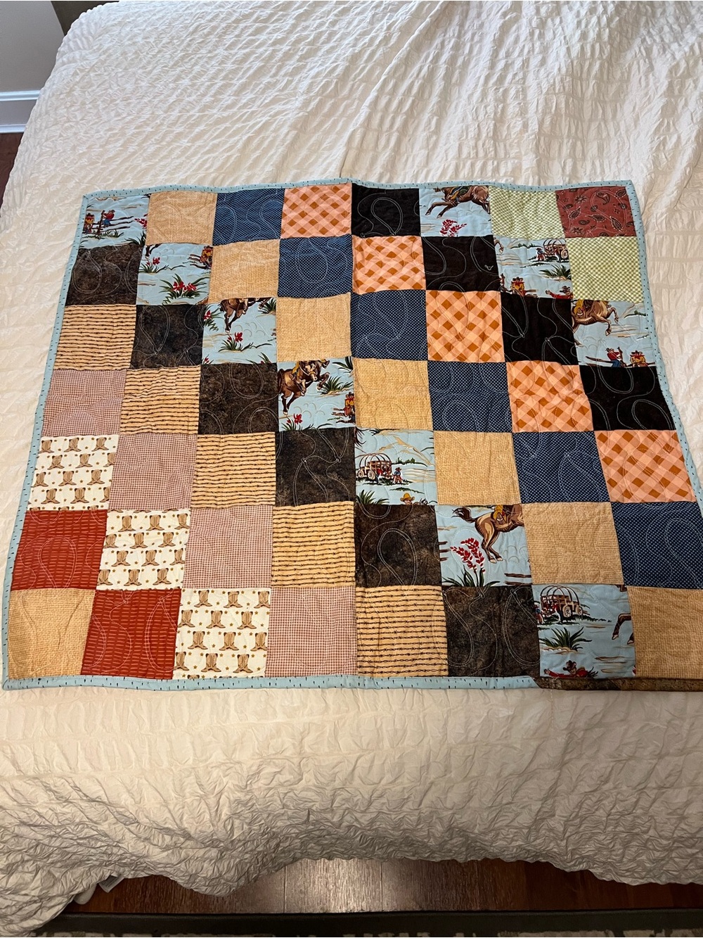 Western Baby Quilt Cowboy Horse Crib Nursery Blanket